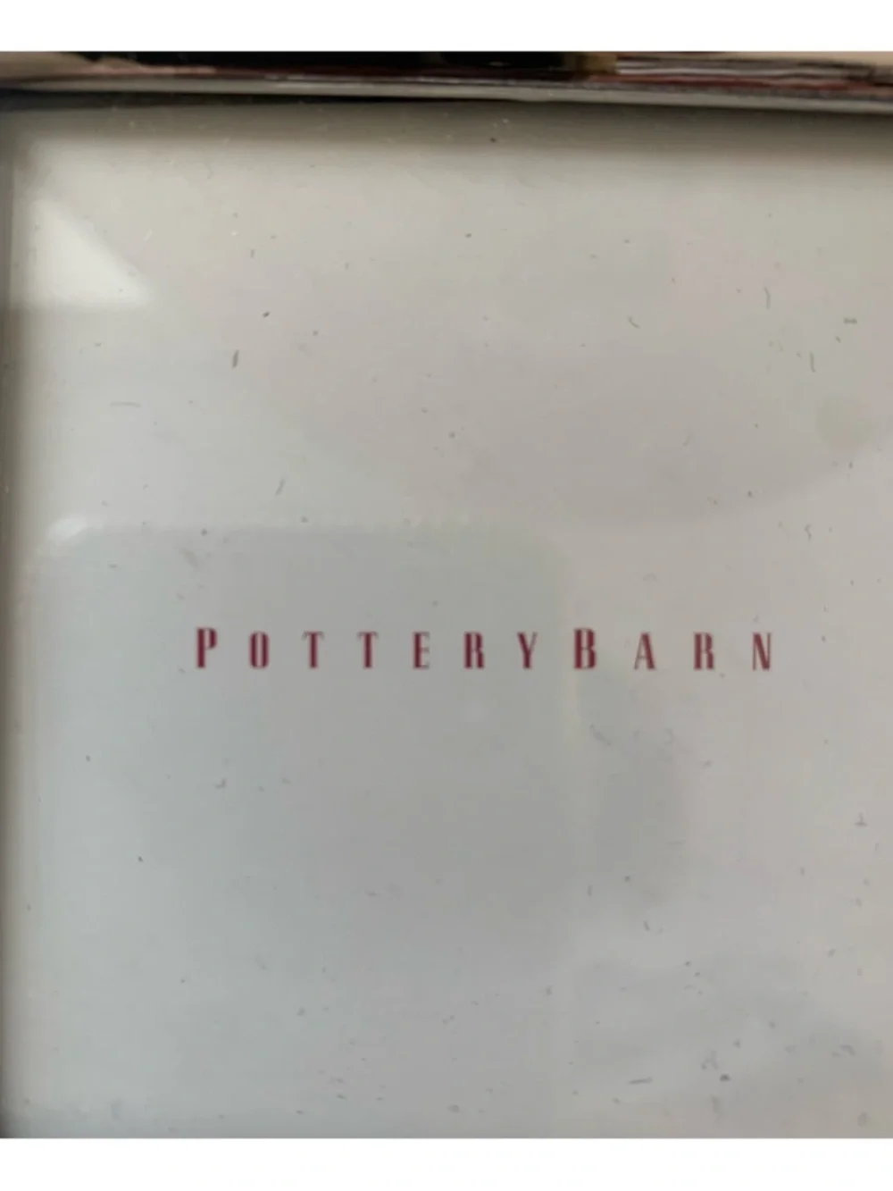 Pottery Barn Gold Square Glass Hanging Frame with Red Velvet Ribbon